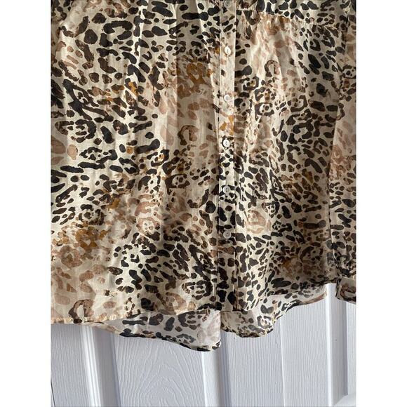 Baily 44 Cheetah Print Sheer Button Up Blouse Career Glam Size Medium - Picture 6 of 8